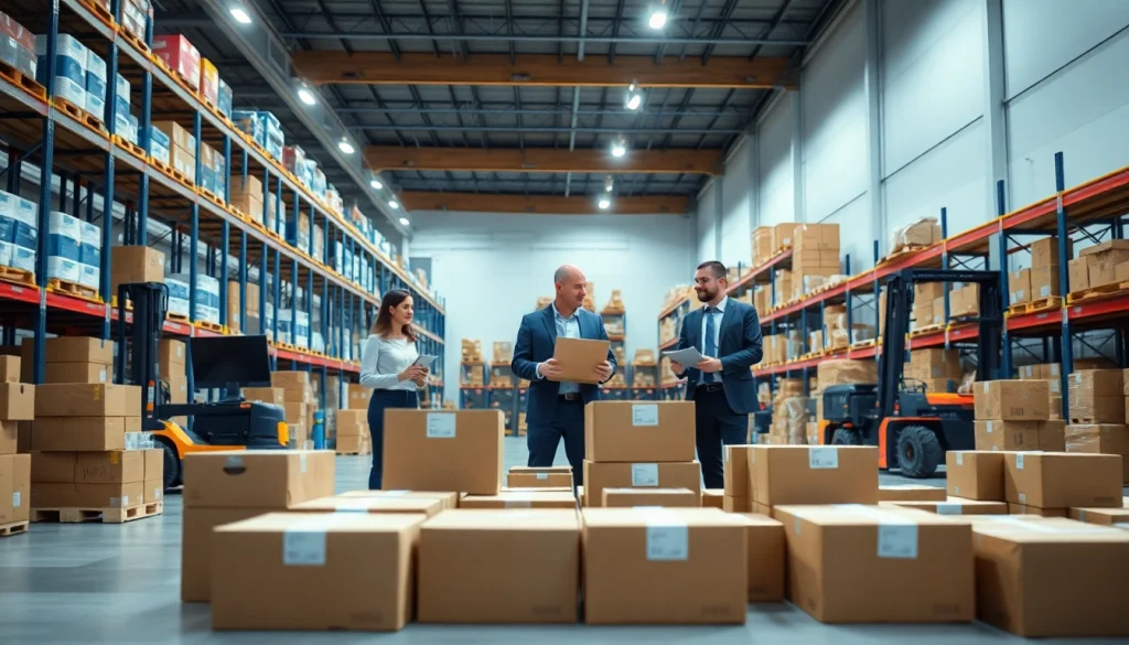 Efficient logistics operations in a warehouse showcasing 3PL processes and teamwork.