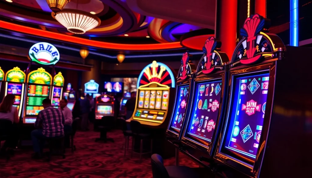 Experience the thrill of jamu slot with vibrant casino visuals of exciting gaming action.