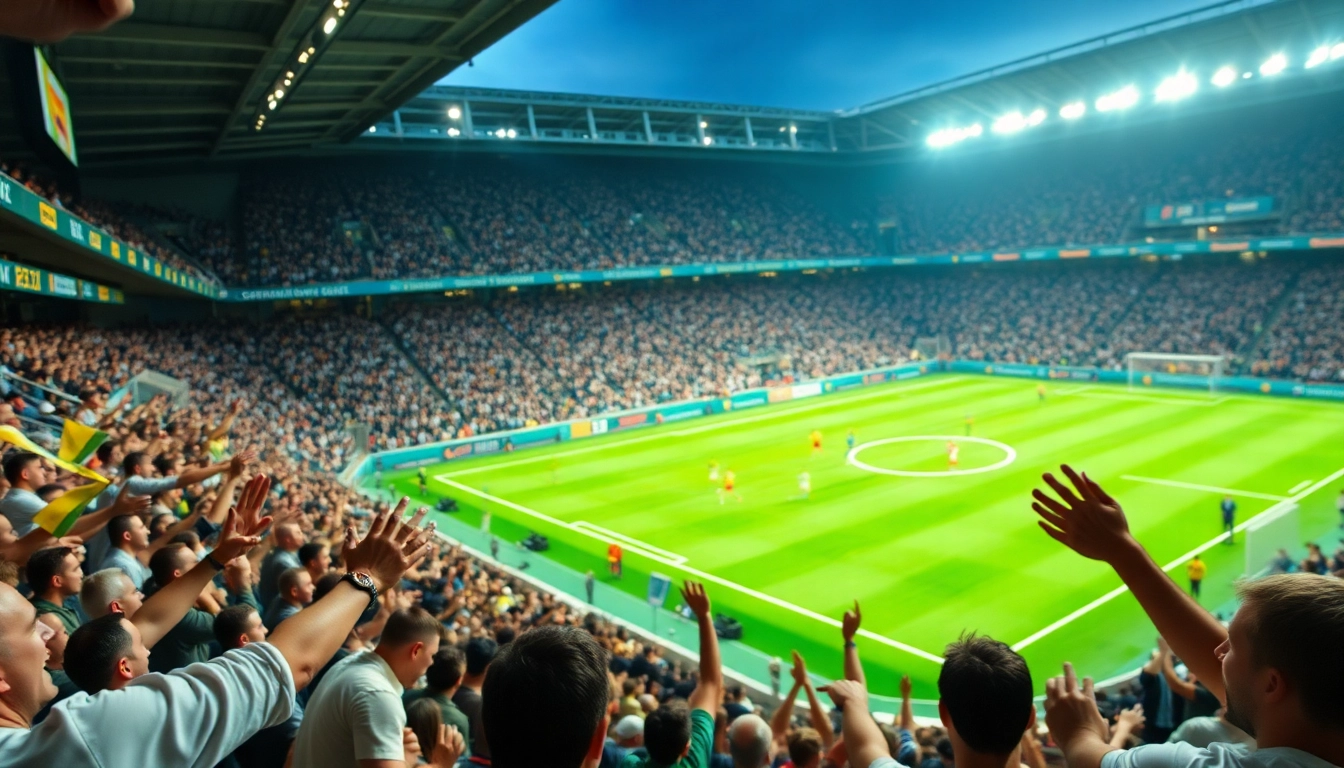 Menonton bolakami apk saat pertandingan sepak bola langsung dengan keramaian yang semarak.